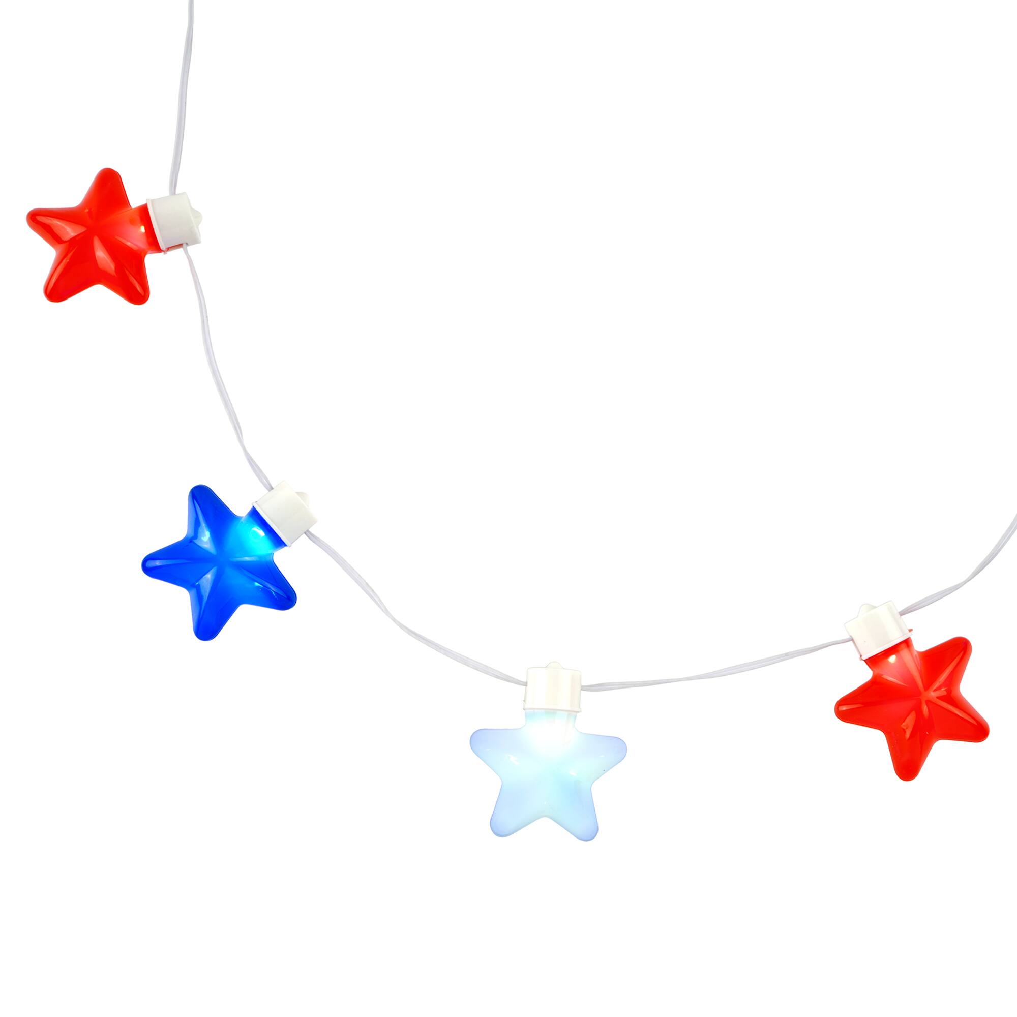 Red, White & Blue Light Up Star Necklace by Celebrate It™